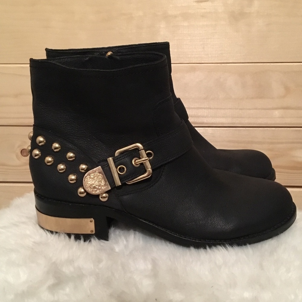 Vince Camuto Windetta Black Leather Moto Boots